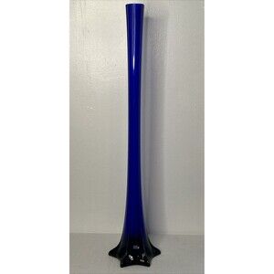 BOHEMIA Crystalea 32” Cobalt Blue Crystal Glass Czech Handcrafted Fluted Art